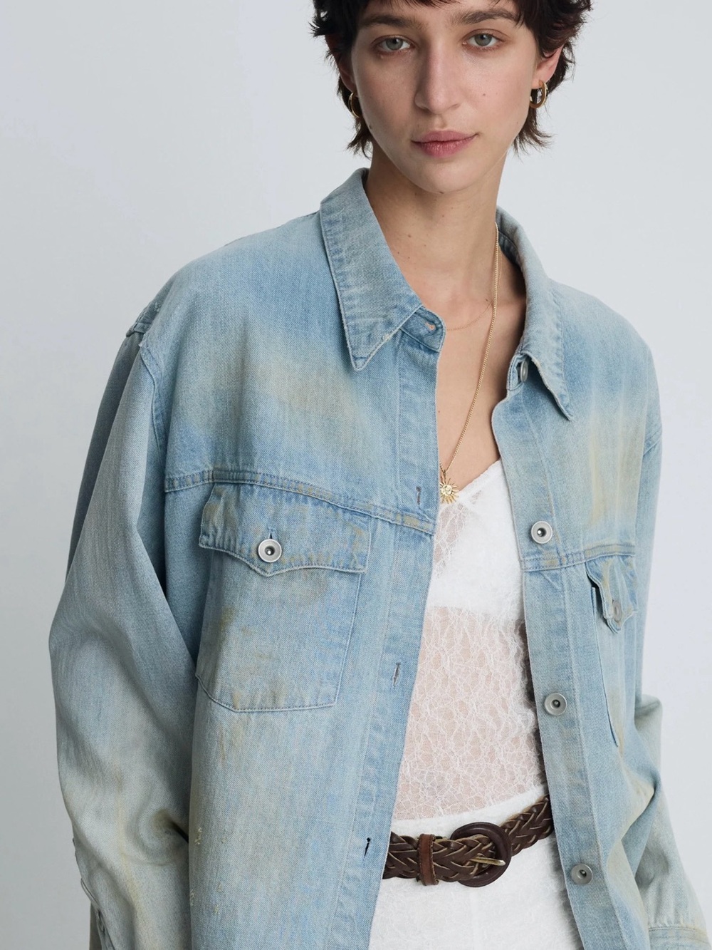 Tony Wack Light Blue Denim Shacket - Women's Oversized Jacket